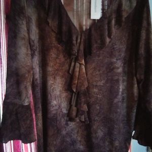 Multi color brown soft material blouse